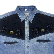 Load image into Gallery viewer, Vintage John Baner Cowboy Western Acid Wash Blue Denim Short Sleeve Popper Shirt