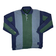 Load image into Gallery viewer, Vintage VAN HEUSEN Colour Block Striped Distressed Collared Sweatshirt