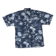 Load image into Gallery viewer, Early 00's BIG DOGS Hawaiian Tropical Map Patterned Polyester Rayon Open Collar Short Sleeve Shirt