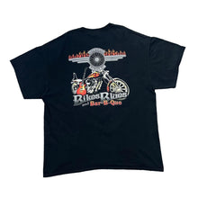 Load image into Gallery viewer, Early 00's THE KICKSTAND "Burgin, KY" Bikes, Blues and Bar-B-Que Souvenir Biker Graphic T-Shirt