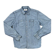 Load image into Gallery viewer, LEVI'S 201 Classic Blue White Striped Denim Effect Long Sleeve Shirt
