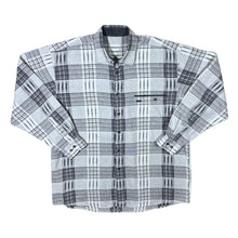Load image into Gallery viewer, Vintage Grey White Black Mix Plaid Check Long Sleeve Flannel Shirt