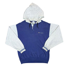 Load image into Gallery viewer, Vintage CHAMPION Colour Block Embroidered Mini Logo Navy Blue Grey Pullover Hoodie