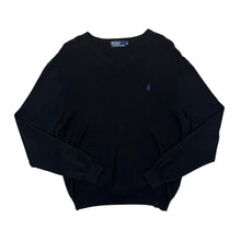 Load image into Gallery viewer, POLO RALPH LAUREN Classic Embroidered Mini Logo V-Neck Black Knit Sweater Jumper