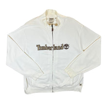 Load image into Gallery viewer, TIMBERLAND Embroidered Logo Spellout White Zip Sweatshirt Top