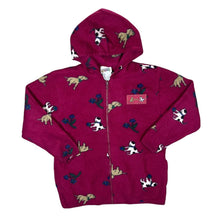 Load image into Gallery viewer, Vintage NORTHERN GETAWAY Cat Dog Flower Patterned Zip Fleece Hoodie