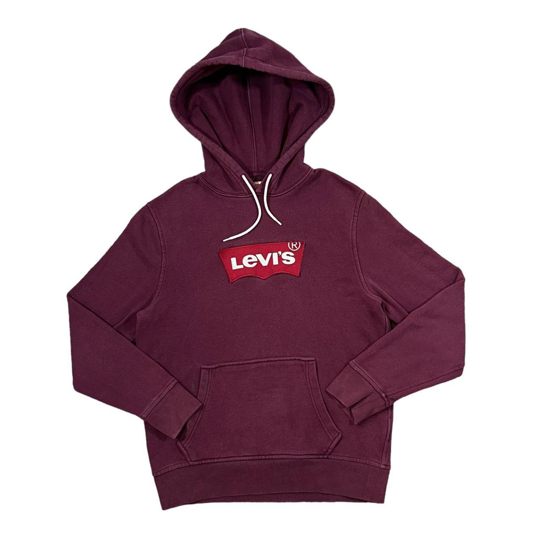 LEVI'S Classic Embroidered Red Tab Logo Patch Burgundy Pullover Hoodie