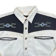 Load image into Gallery viewer, Atlas For Men Cowboy Western Embroidered Aztec White Grey Long Sleeve Shirt