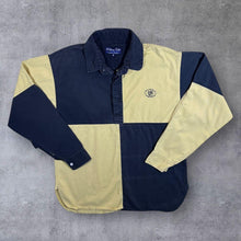 Load image into Gallery viewer, Vintage William Ellis Navy Blue Yellow Colour Block Long Sleeve Cotton Deck Shirt
