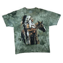 Load image into Gallery viewer, THE MOUNTAIN Native American Horse Animal Nature Graphic Green Tie Dye T-Shirt