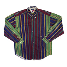 Load image into Gallery viewer, Vintage TOMMY HILFIGER Multi Striped Mini Crest Logo Long Sleeve Button-Up Shirt