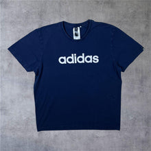 Load image into Gallery viewer, Adidas Classic Big Logo Spellout Graphic Navy Blue Cotton T-Shirt
