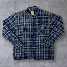 Load image into Gallery viewer, Vintage J-Explorer Navy Plaid Check Long Sleeve Cotton Flannel Shirt