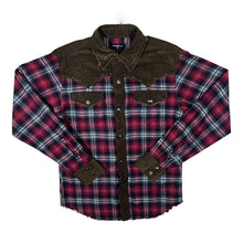 Load image into Gallery viewer, In The Attic Cowboy Western Style Plaid Check Corduroy Cord Panel Popper Long Sleeve Shirt