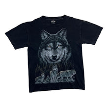 Load image into Gallery viewer, Early 00's WILD Gothic Wolf Animal Nature Wildlife Graphic Black T-Shirt