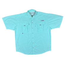 Load image into Gallery viewer, COLUMBIA PFG Omni-Shade Fishing Outdoor Turquoise Short Sleeve Button-Up Shirt