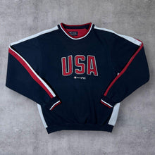 Load image into Gallery viewer, Early 00's Champion USA Embroidered Spellout Navy Blue Crewneck Sweatshirt