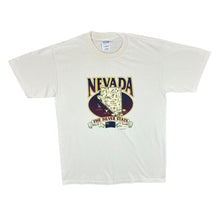 Load image into Gallery viewer, Early 00's NEVADA "The Silver State" Map Souvenir Spellout Graphic Cream T-Shirt