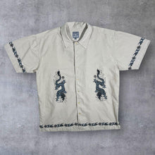 Load image into Gallery viewer, Early 00's East Pole Gothic Y2K Dragon Patterned Beige Cotton Short Sleeve Shirt