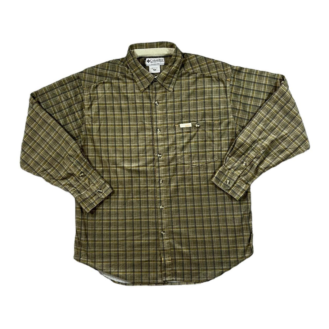 COLUMBIA SPORTSWEAR Plaid Check Polyester Long Sleeve Outdoor Flannel Shirt