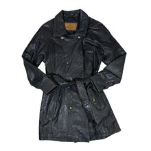 Load image into Gallery viewer, Vintage MILAN LEATHER Genuine Real Black Leather Belted Button Jacket