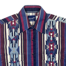 Load image into Gallery viewer, Vintage Wrangler Western Shirts Cowboy Aztec Patterned Popper Long Sleeve Shirt