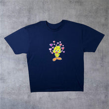 Load image into Gallery viewer, Cartoon Tweety Bird (1993) Love Hearts Novelty Graphic Navy Blue T-Shirt