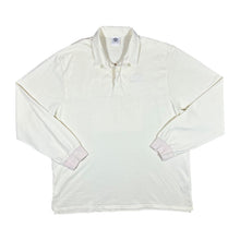 Load image into Gallery viewer, UMBRO Classic Embroidered Mini Logo Cream Long Sleeve Rugby Polo Shirt
