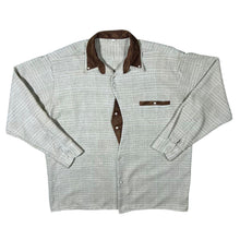 Load image into Gallery viewer, Beige White Check Contrast Brown Trim Long Sleeve Flannel Shirt