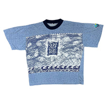 Load image into Gallery viewer, Vintage 90's SURF TRIBE Surfer Patterned Spellout Graphic Blue T-Shirt