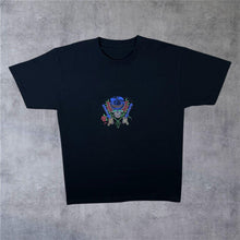 Load image into Gallery viewer, Gothic Roses Guns Skeleton Hard Rock Inspired Graphic Black T-Shirt