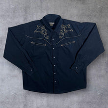 Load image into Gallery viewer, Atlas For Men Cowboy Western Brown Dot Patterned Black Cotton Long Sleeve Shirt