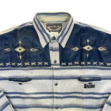 Load image into Gallery viewer, Vintage 90's Shooter Cowboy Western Cotton Linen Striped Long Sleeve Shirt
