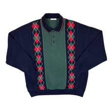 Load image into Gallery viewer, Vintage ST MICHAEL Marks & Spencer Golf Argyle Check Colour Block Collared Sweatshirt