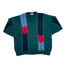 Load image into Gallery viewer, Vintage ROBERTO CARLO Grandad Colour Block Acrylic Wool Knit V-Neck Sweater Jumper