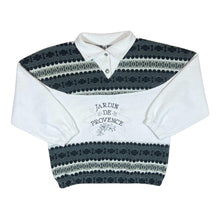 Load image into Gallery viewer, Vintage 90's JARDIN DE PROVENCE Patterned Embroidered 1/4 Button Fleece Sweatshirt