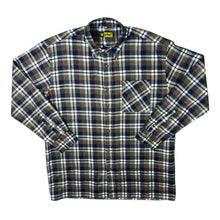 Load image into Gallery viewer, Vintage Worker Brown Black White Check Cotton Long Sleeve Button-Up Flannel Shirt