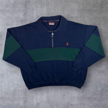 Load image into Gallery viewer, Vintage Jockey Original Golf Navy Blue Green Colour Block 1/4 Zip Collared Sweatshirt