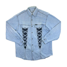 Load image into Gallery viewer, Vintage ARIZONA Leather Panel Cowboy Western Denim Long Sleeve Shirt