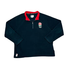 Load image into Gallery viewer, ENGLAND RUGBY Embroidered Rose Logo Spellout 1/4 Zip Pullover Fleece Sweatshirt