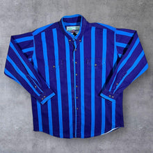 Load image into Gallery viewer, Vintage MWG Canadian Outdoors Blue Striped Long Sleeve Button-Up Cotton Shirt