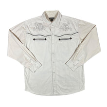 Load image into Gallery viewer, ATLAS FOR MEN Cowboy Western Pearl Snap Popper Cream Long Sleeve Shirt