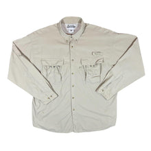 Load image into Gallery viewer, COLUMBIA PFG Performance Fishing Beige Nylon Long Sleeve Utility Shirt