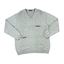 Load image into Gallery viewer, BHS Grandad Patterned Classic Cotton Acrylic Knit V-Neck Sweater Jumper