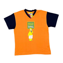 Load image into Gallery viewer, Deadstock THE SIMPSONS (2006) "Speak Up I'm Wearing A Towel" Homer TV Show Spellout Graphic V-Neck T-Shirt