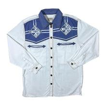 Load image into Gallery viewer, Vintage Casual Wear Cowboy Western White Blue Cotton Long Sleeve Shirt