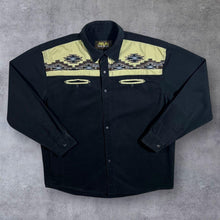 Load image into Gallery viewer, Early 00's Atlas For Men Cowboy Western Embroidered Native Black Long Sleeve Shirt