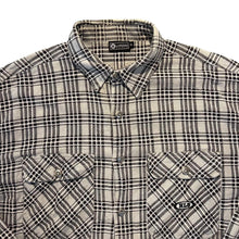 Load image into Gallery viewer, Vintage H Landers Shirts Grey Black White Plaid Check Long Sleeve Flannel Cotton Shirt
