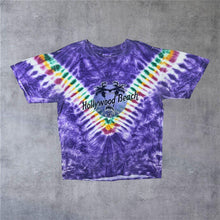 Load image into Gallery viewer, Early 00’s Hollywood Beach Florida Souvenir Spellout Graphic Tie Dye T-Shirt