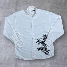 Load image into Gallery viewer, Early 00's New Roads Gothic Y2K Tribal Dragon White Long Sleeve Shirt
